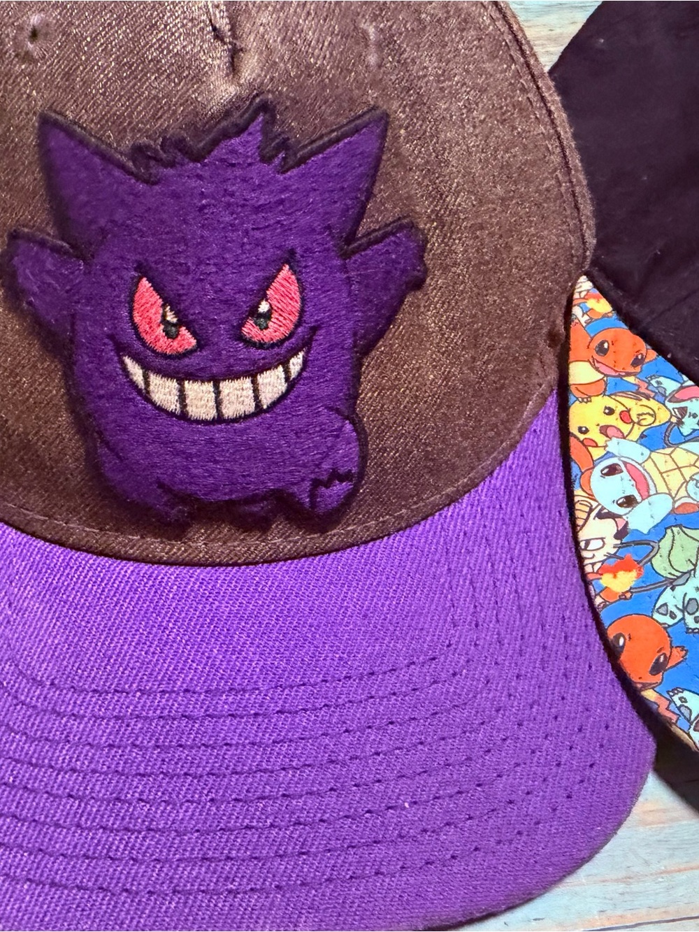 2 Pokemon Purple and Brown Gengar Trucker Hat and gotta catch them all